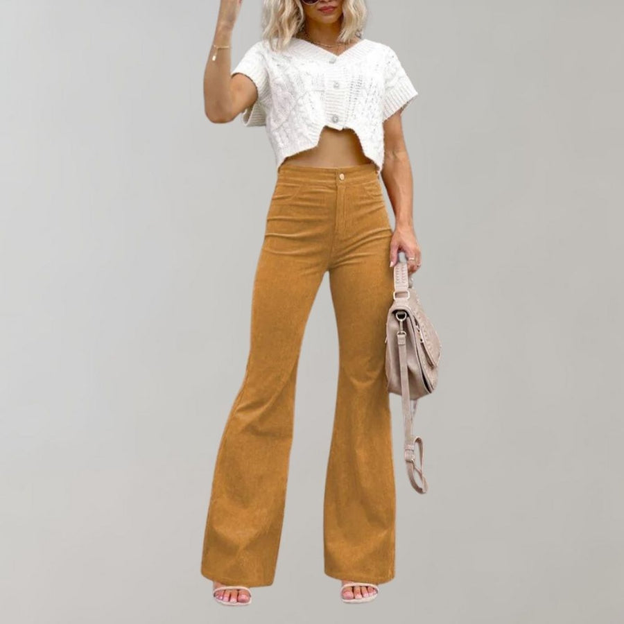 Livia - Pantalon en velours côtelé à pattes d'éléphant élégant et tendance pour un look stylé.
