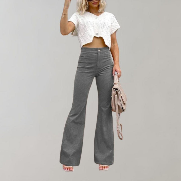 Livia - Pantalon en velours côtelé à pattes d'éléphant élégant et tendance pour un look stylé.