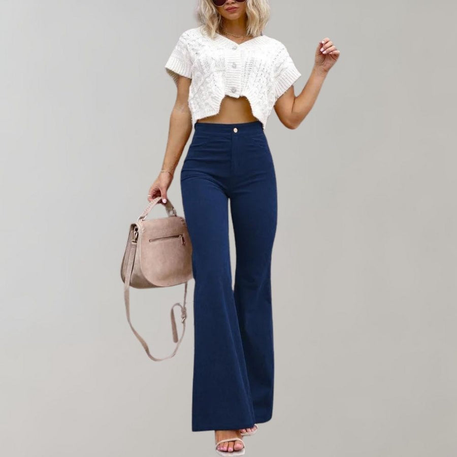 Livia - Pantalon en velours côtelé à pattes d'éléphant élégant et tendance pour un look stylé.