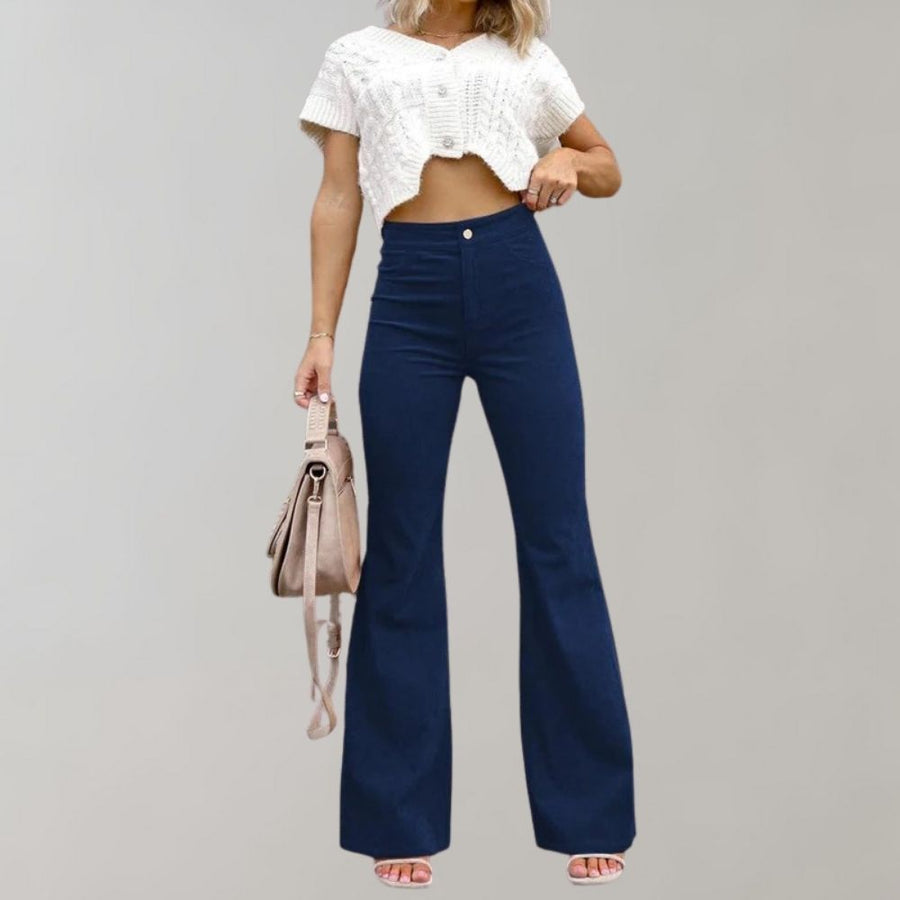 Livia - Pantalon en velours côtelé à pattes d'éléphant élégant et tendance pour un look stylé.