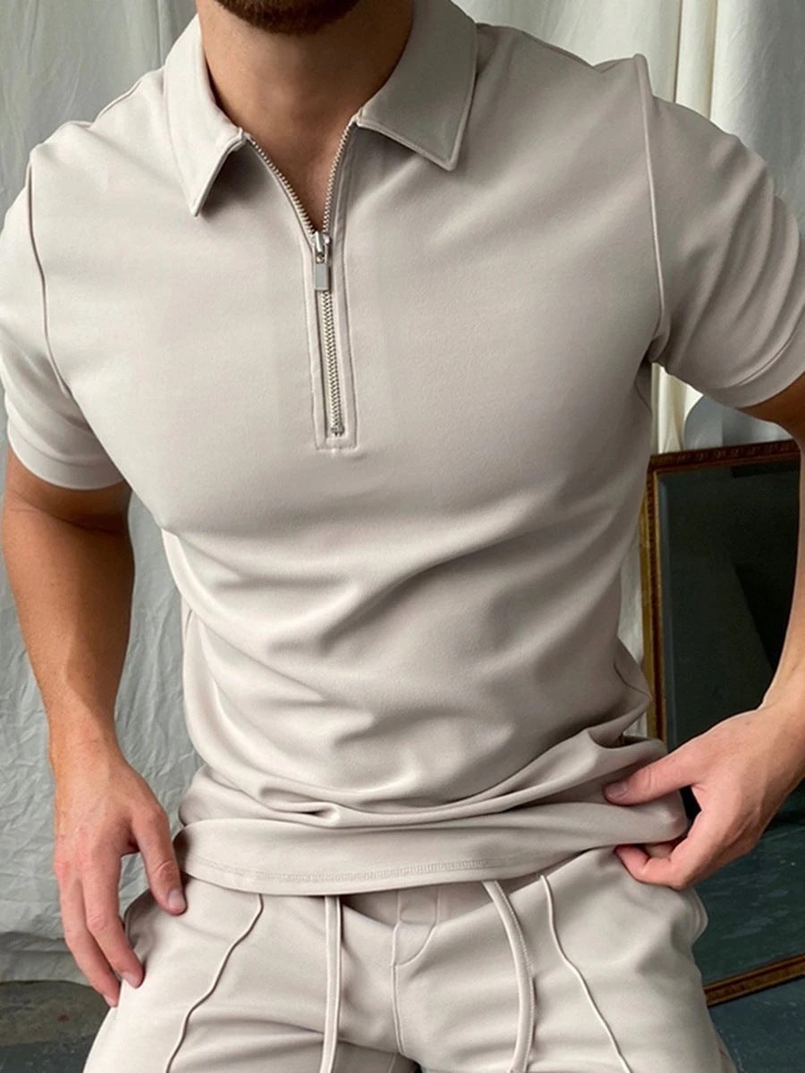 Polo Slim Fit Élégante Luxe avec Demi-Zip et Col Chic pour un look raffiné