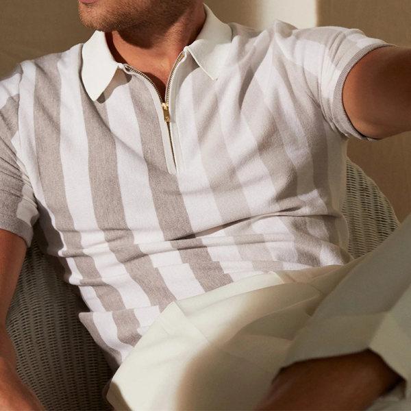 Polo Slim Fit Élégante Luxe avec Demi-Zip et Col Chic pour un look raffiné