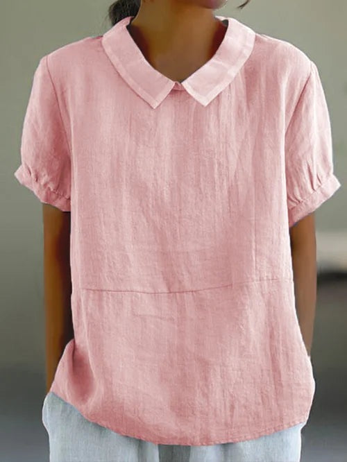 Blouse Élégante Celandine pour Femmes à Manches Courtes et Col Rond pour un Look Chic et Confortable