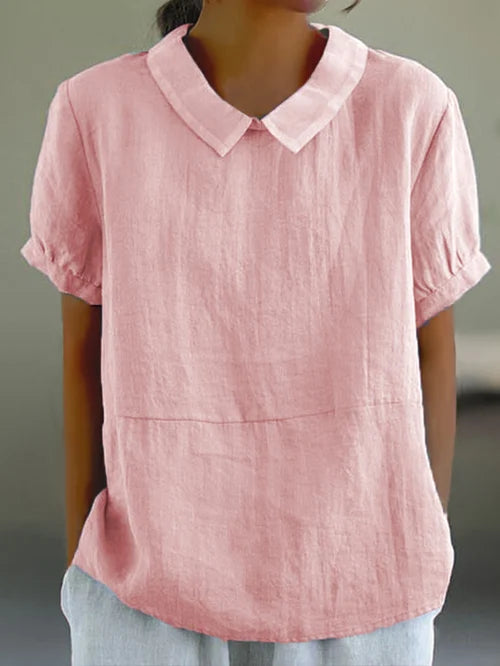 Blouse pour dames Marie élégante avec un col rond chic et des manches courtes confortables.
