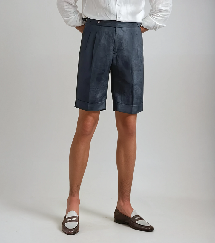 Short plissé bleu navy élégant - Style et confort pour toutes les occasions
