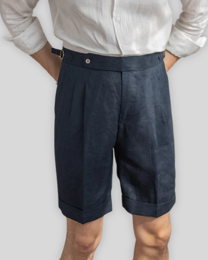Short plissé bleu navy élégant - Style et confort pour toutes les occasions