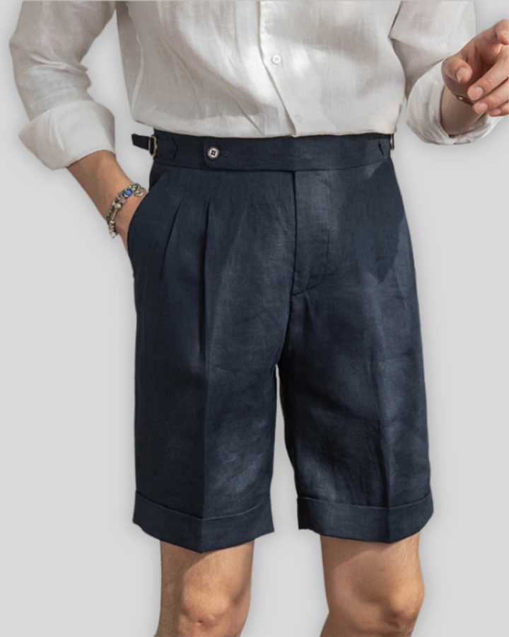Short plissé bleu navy élégant - Style et confort pour toutes les occasions