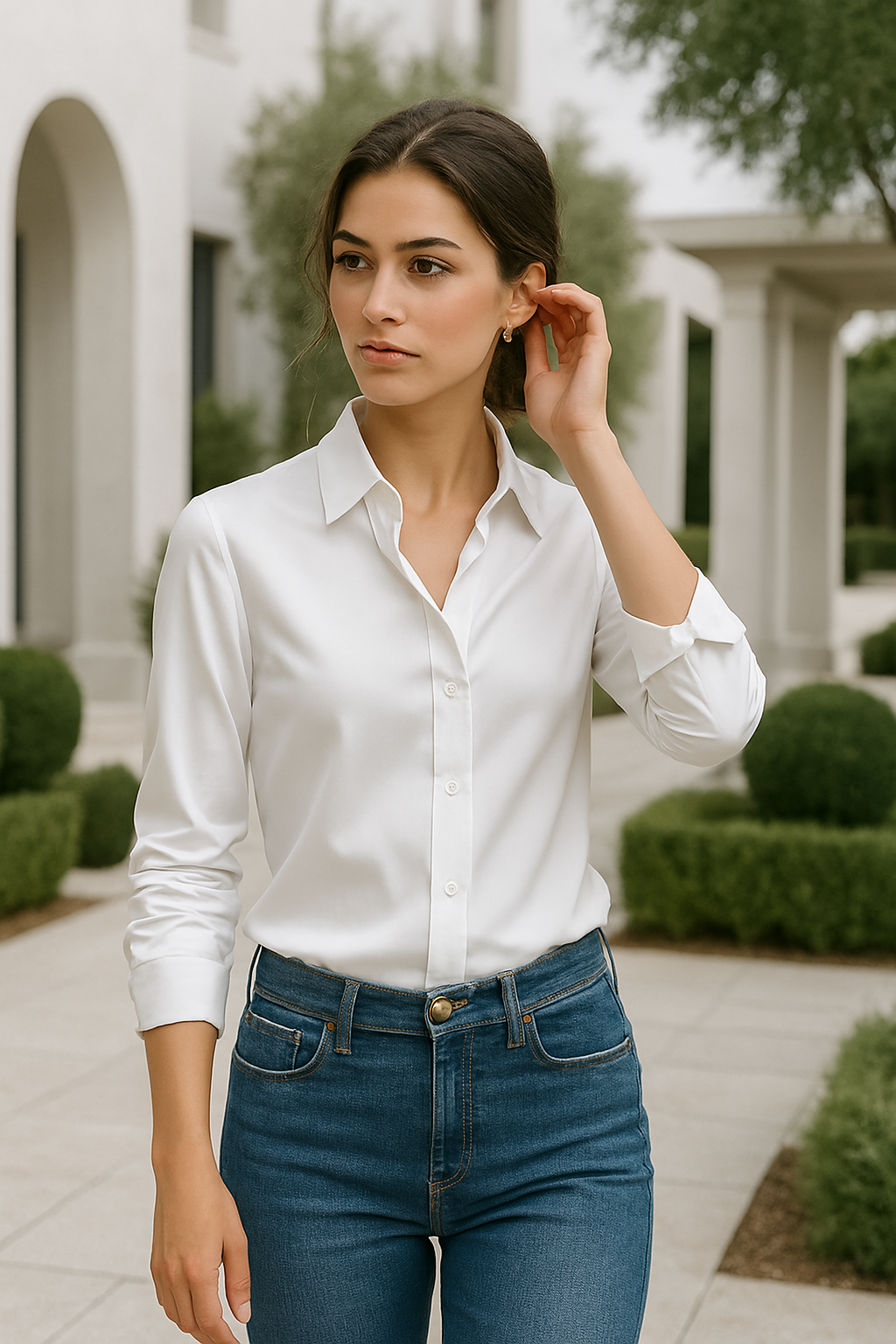 Chemisier Satiné Luxe Marixa pour Femme à Manches Longues pour un Look Élégant