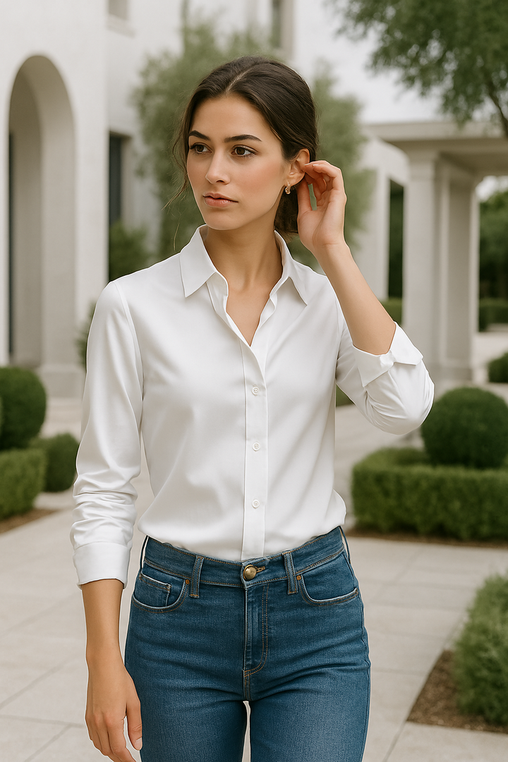 Chemisier Satiné Luxe Marixa pour Femme à Manches Longues pour un Look Élégant