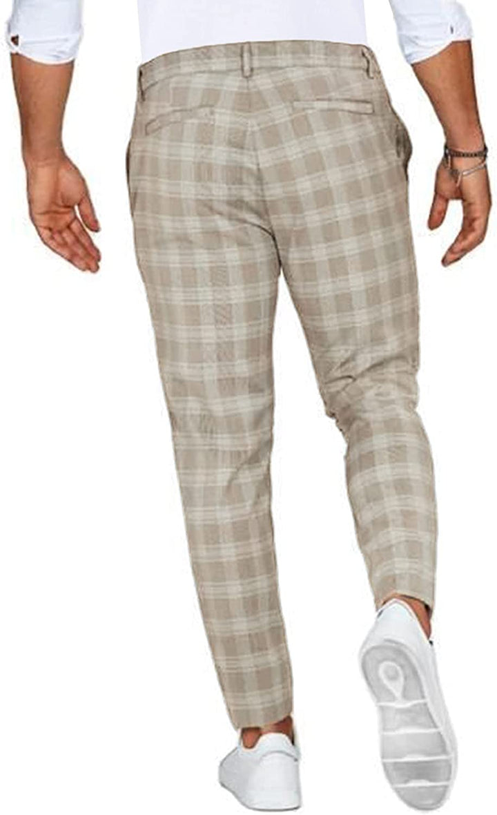 Pantalon Slim-Fit à Carreaux Tendance - Chino Homme Chic avec Coupe Parfaite et Confort Ultime