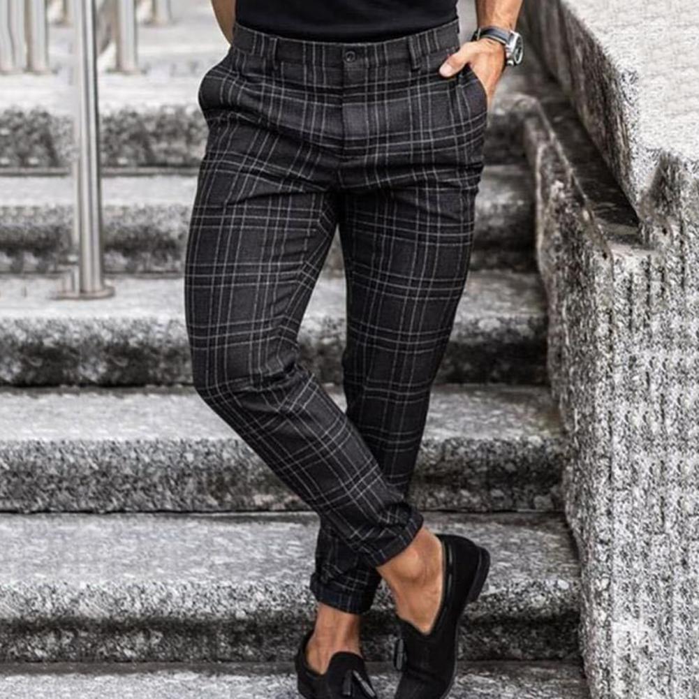 Pantalon Slim-Fit à Carreaux Tendance - Chino Homme Chic avec Coupe Parfaite et Confort Ultime