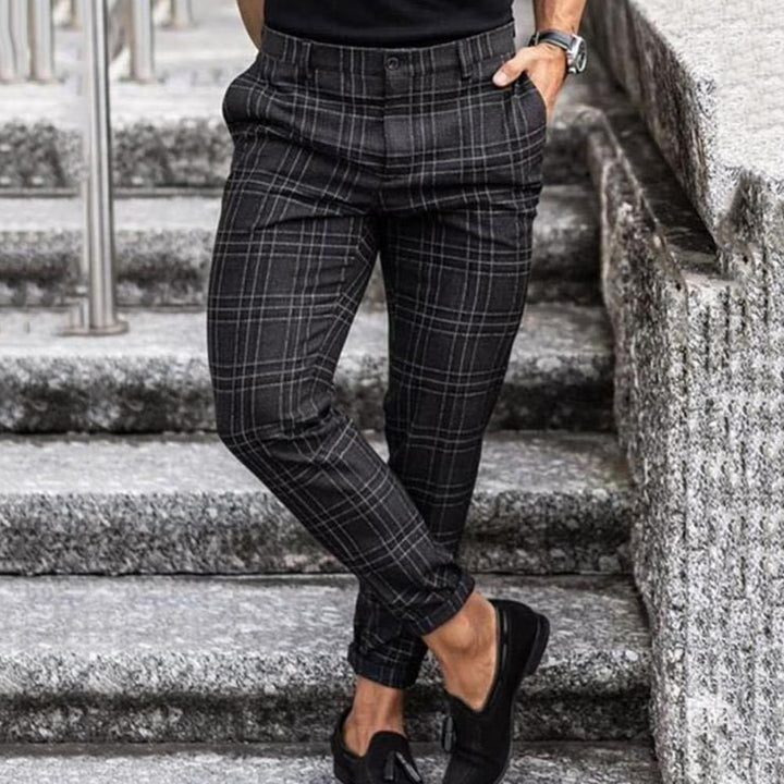 Pantalon Slim-Fit à Carreaux Tendance - Chino Homme Chic avec Coupe Parfaite et Confort Ultime