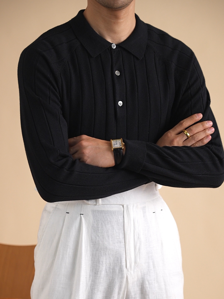 Jelle™ Chic Élégante Polo Tricotée Fine pour Hommes
