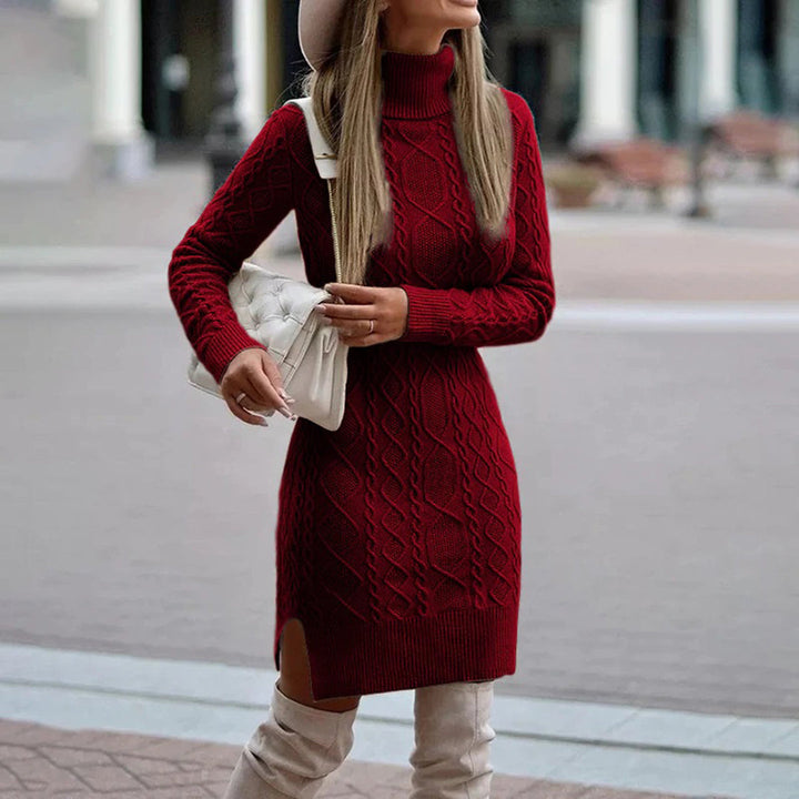 Nalani - Robe pull à col roulé pour femme en grosse maille très tendance