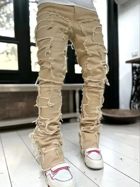 Xavian - Jeans empilés rétro tendance pour hommes