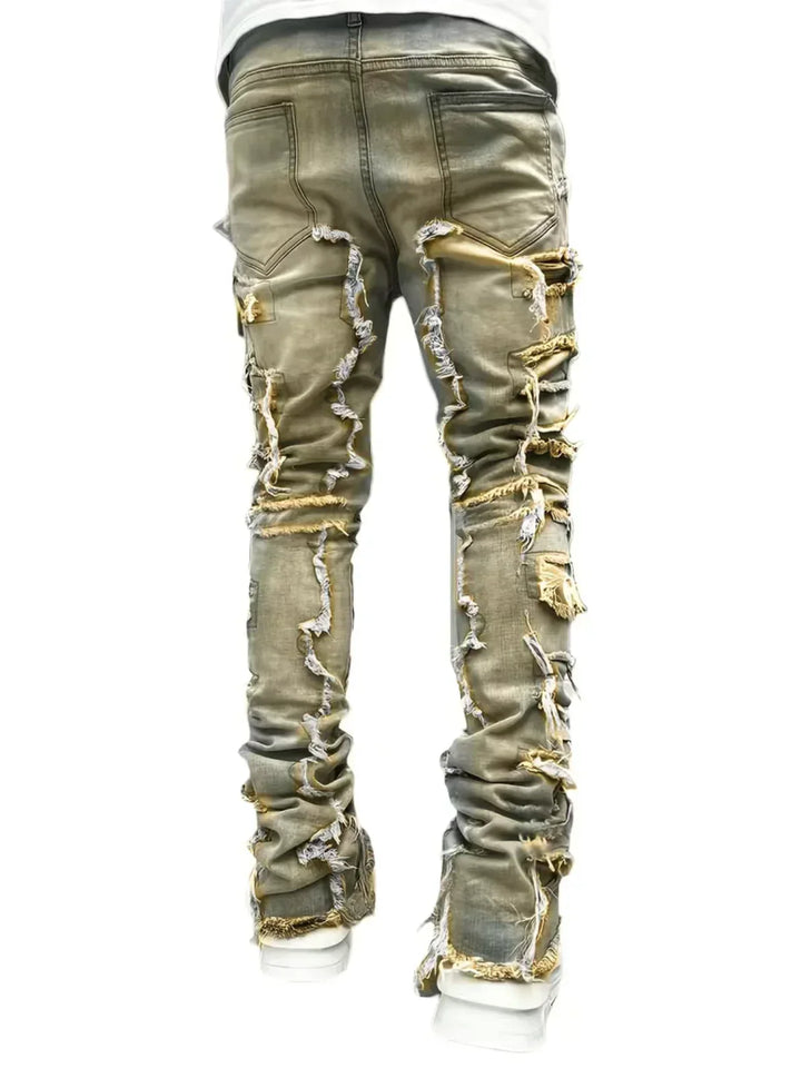 Xavian - Jeans empilés rétro tendance pour hommes