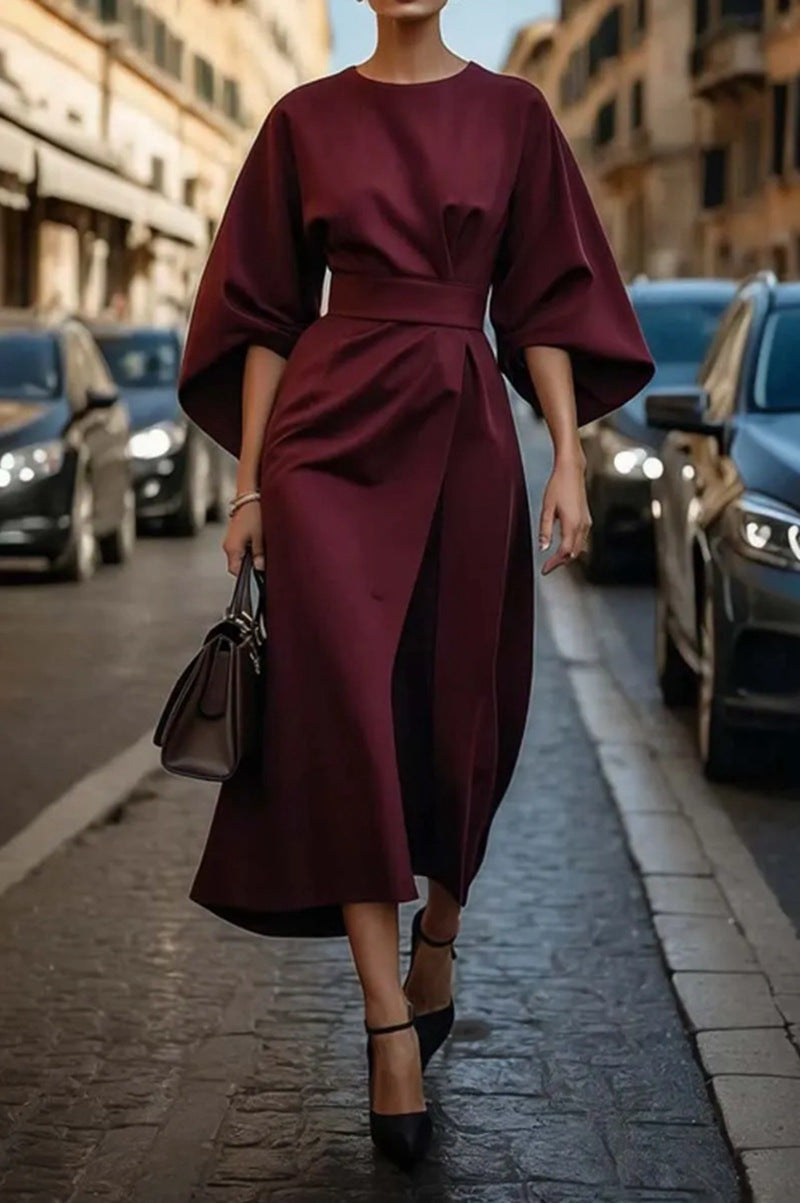 Juliette | Robe midi oversized élégante avec ceinture pour un look chic et fluide
