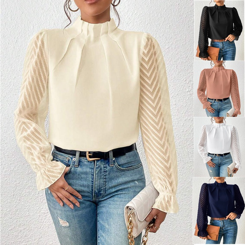 Mildred - Chemisier élégant pour femmes avec des manches transparentes stylées.