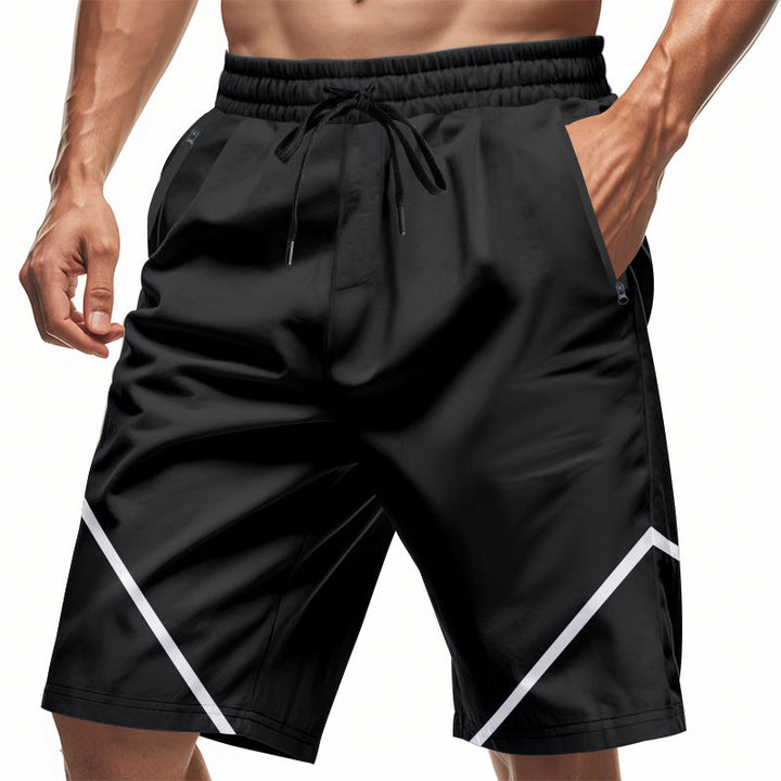 Shorts de sport pour hommes ultimes - respirants, séchage rapide et légers - coupe ample avec longueur genou et poches zippées pratiques.