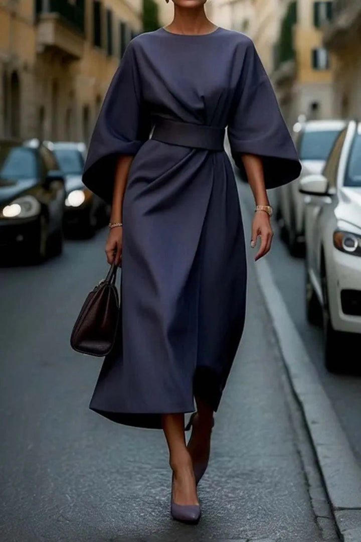 Juliette | Robe midi oversized élégante avec ceinture pour un look chic et fluide