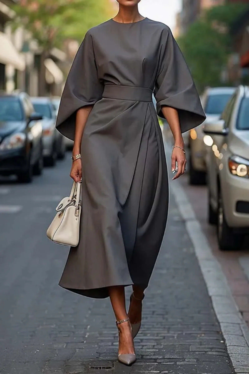 Juliette | Robe midi oversized élégante avec ceinture pour un look chic et fluide