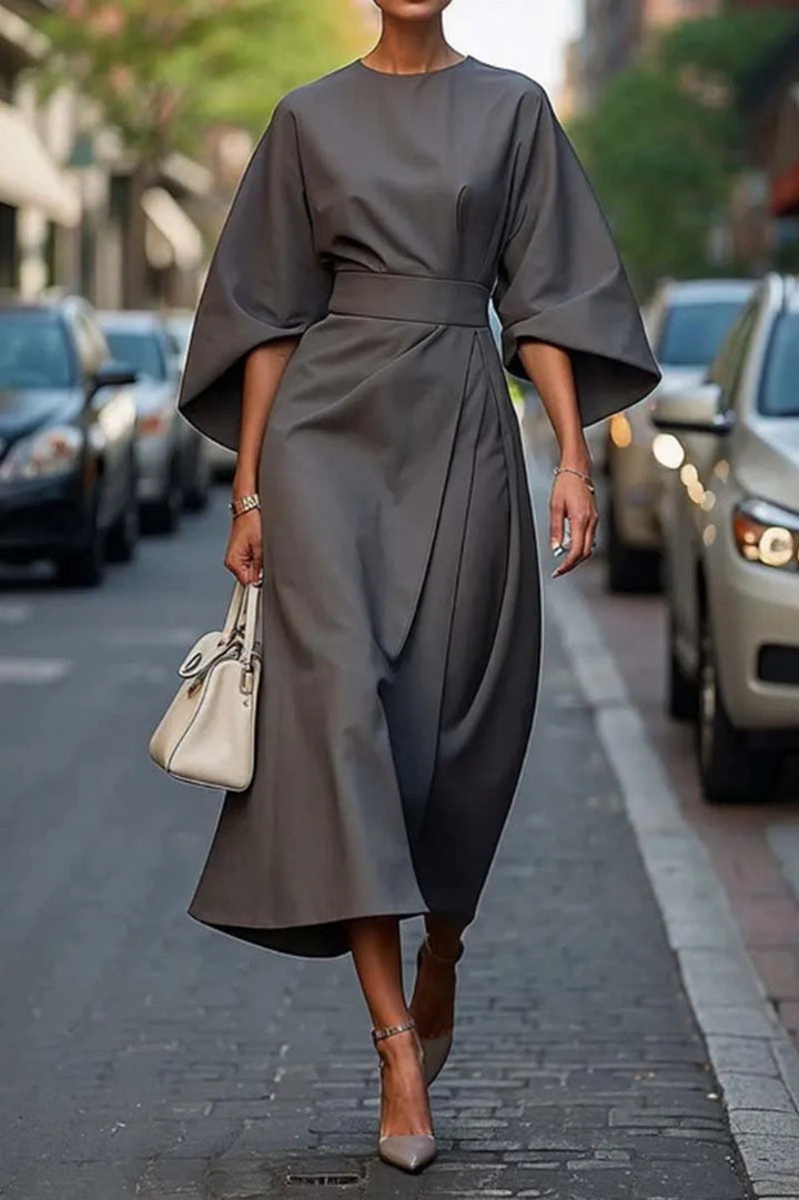 Juliette | Robe midi oversized élégante avec ceinture pour un look chic et fluide