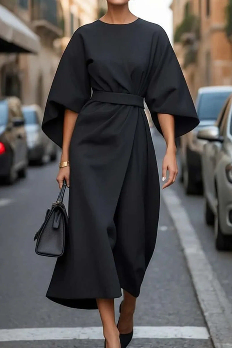 Juliette | Robe midi oversized élégante avec ceinture pour un look chic et fluide