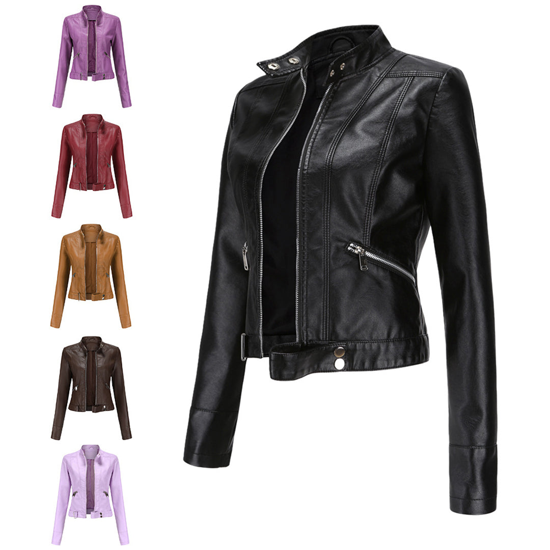 Veste en cuir courte pour femme OXANA - Élégante et intemporelle !