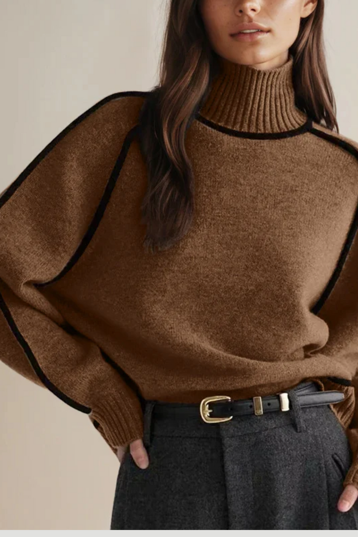 Isabelle - Pull en maille élégant à col montant pour un look classique et confortable.