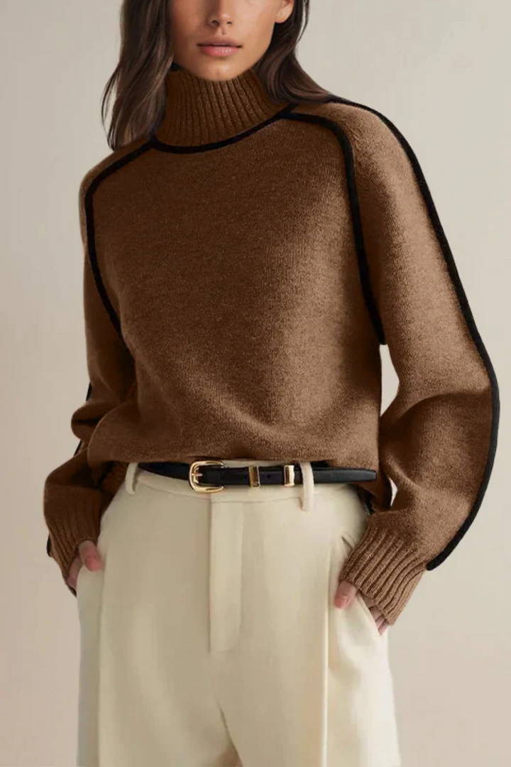 Isabelle - Pull en maille élégant à col montant pour un look classique et confortable.