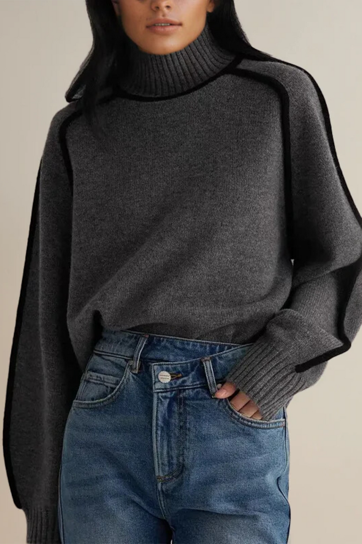 Isabelle - Pull en maille élégant à col montant pour un look classique et confortable.