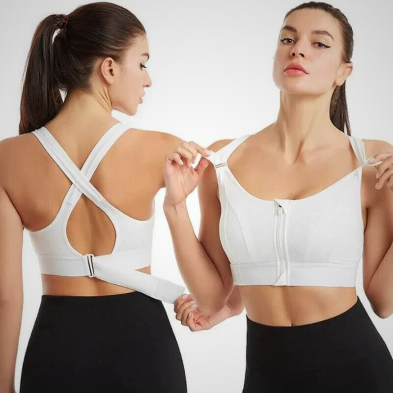 Kasandra - Soutien-gorge de sport confortable avec fermeture éclair à l'avant et bretelles arrière ajustables pour un soutien ultime.