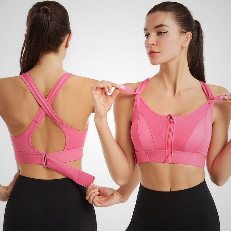 Kasandra - Soutien-gorge de sport confortable avec fermeture éclair à l'avant et bretelles arrière ajustables pour un soutien ultime.