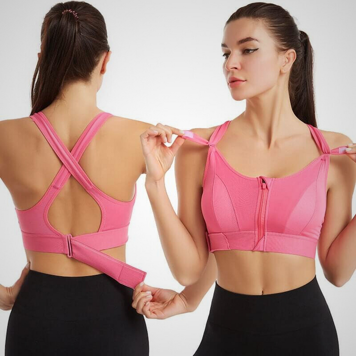 Kasandra - Soutien-gorge de sport confortable avec fermeture éclair à l'avant et bretelles arrière ajustables pour un soutien ultime.