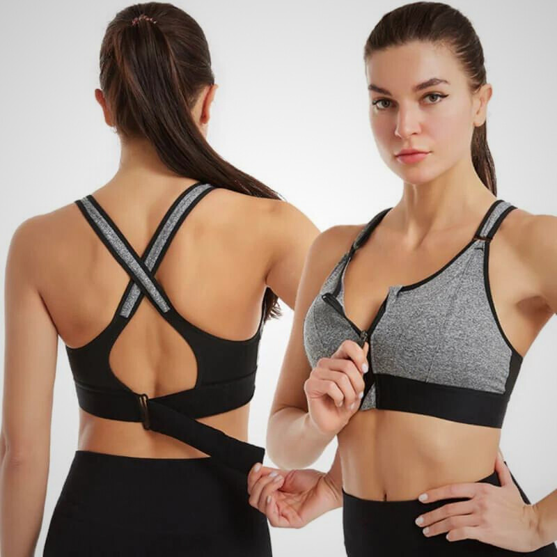 Kasandra - Soutien-gorge de sport confortable avec fermeture éclair à l'avant et bretelles arrière ajustables pour un soutien ultime.