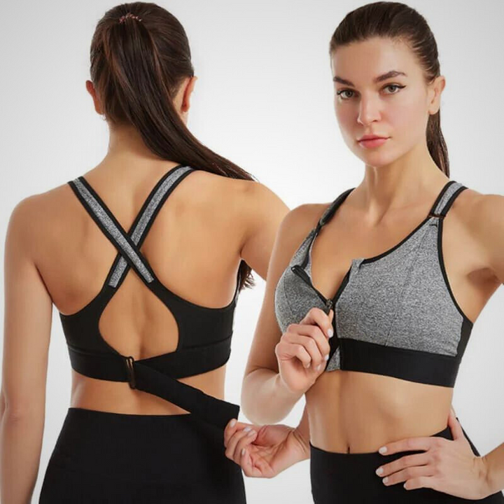 Kasandra - Soutien-gorge de sport confortable avec fermeture éclair à l'avant et bretelles arrière ajustables pour un soutien ultime.