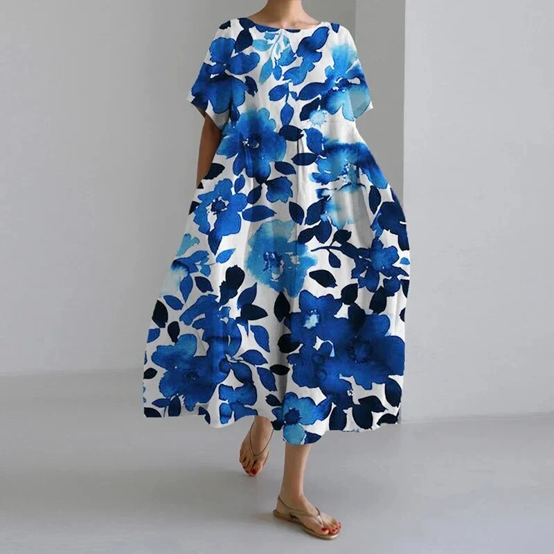 Vittoria | Charmante robe de chambre maxi boho pour femmes avec imprimé floral et poches pratiques