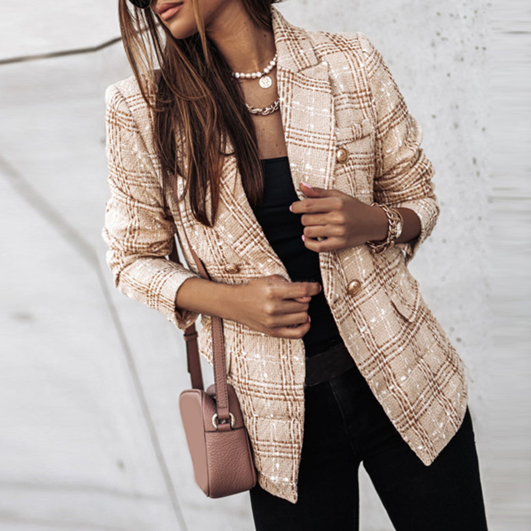 Julia | Blazer Rétro Chic à Carreaux pour Femmes