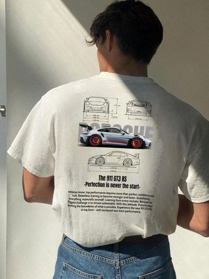 T-shirt oversize sportif avec un design de voiture Porsche distinctif
