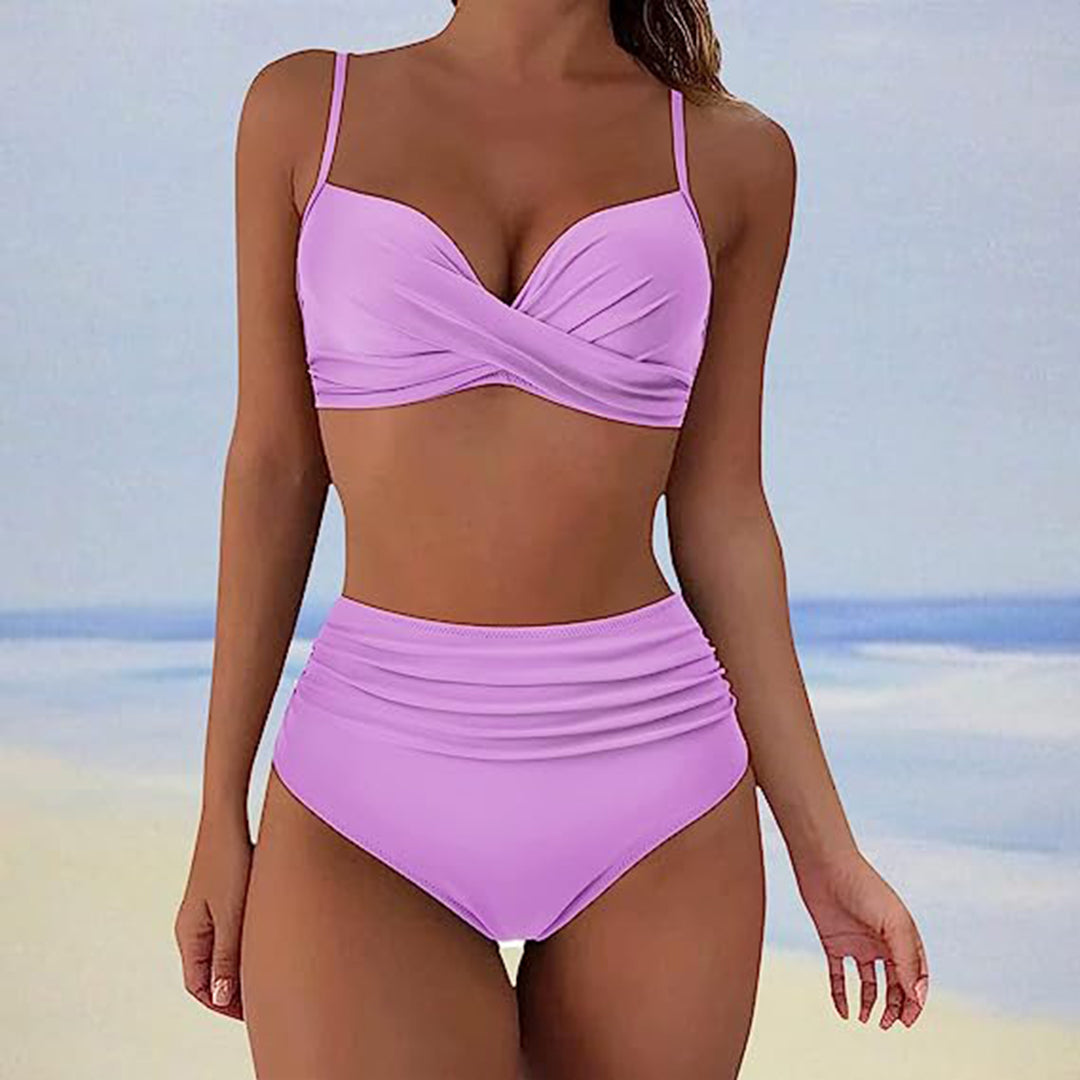 Bikini taille haute élégant pour femmes - Parfait pour l'été et les fêtes sur la plage
