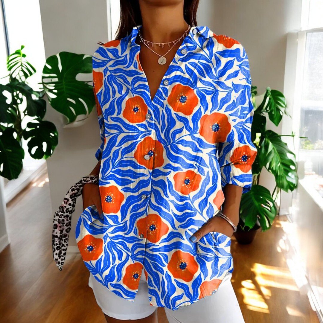 Liera - Élégante blouse pour femme avec fermeture à boutons traversants pour un look stylé