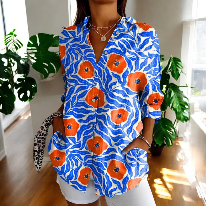 Liera - Élégante blouse pour femme avec fermeture à boutons traversants pour un look stylé