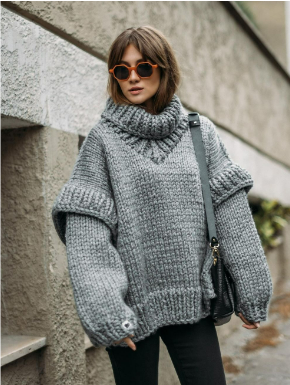 Ivienne - Pull en maille surdimensionné confortable et tendance pour un look stylé
