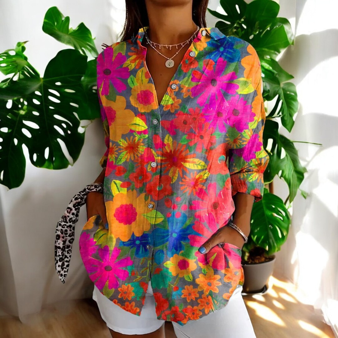 Liera - Élégante blouse pour femme avec fermeture à boutons traversants pour un look stylé
