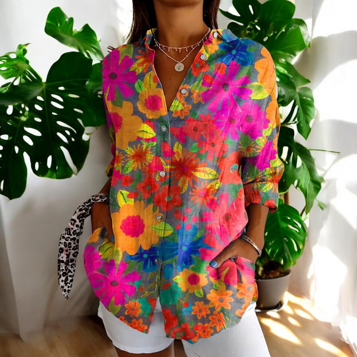 Liera - Élégante blouse pour femme avec fermeture à boutons traversants pour un look stylé