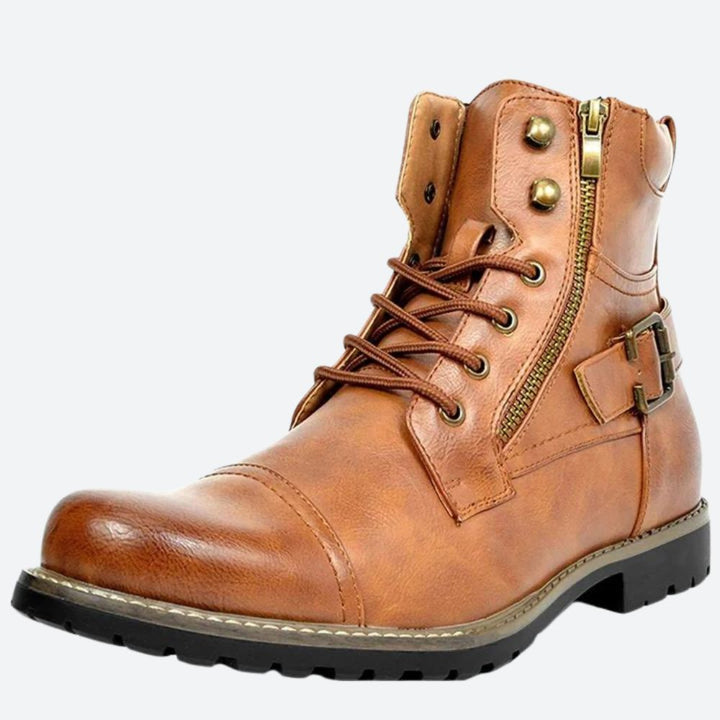 Bottes de moto élégantes en cuir véritable - Raven