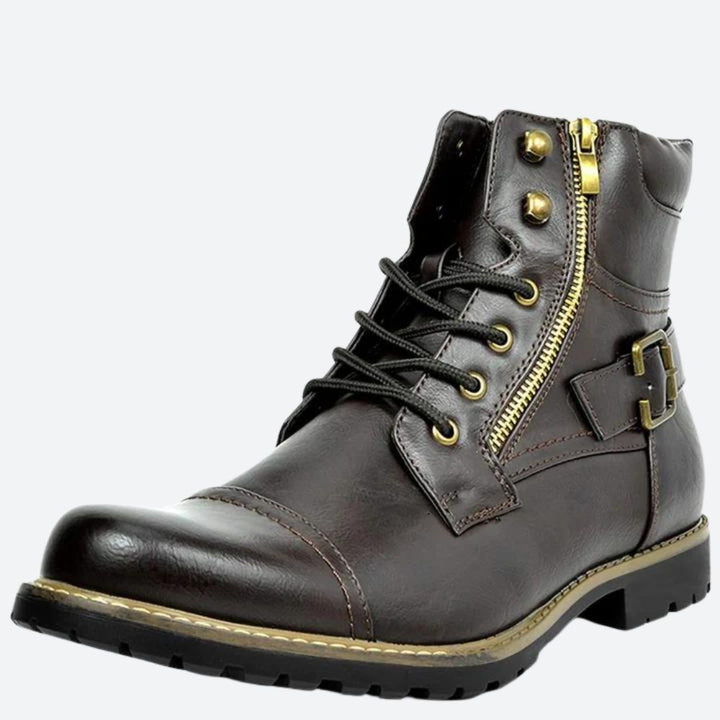 Bottes de moto élégantes en cuir véritable - Raven