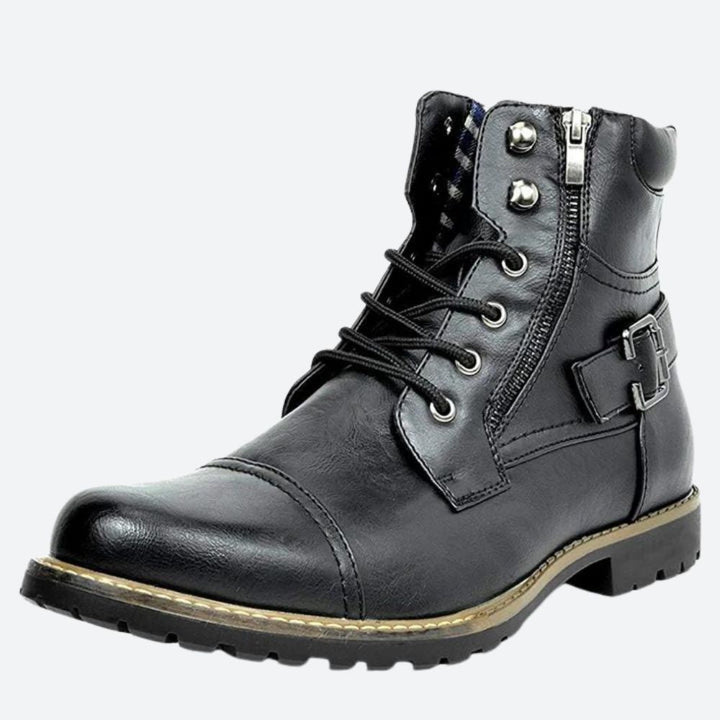 Bottes de moto élégantes en cuir véritable - Raven