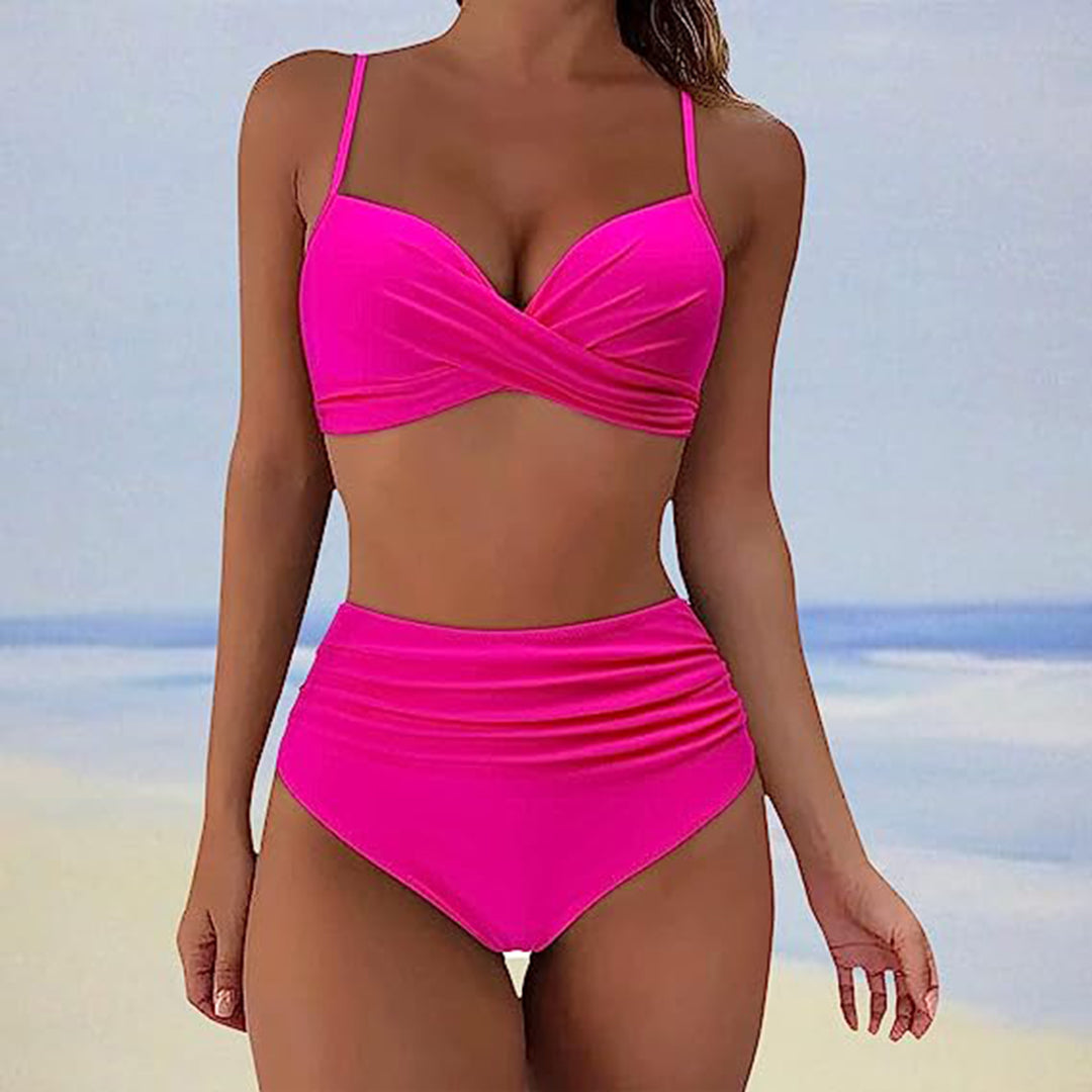 Bikini taille haute élégant pour femmes - Parfait pour l'été et les fêtes sur la plage
