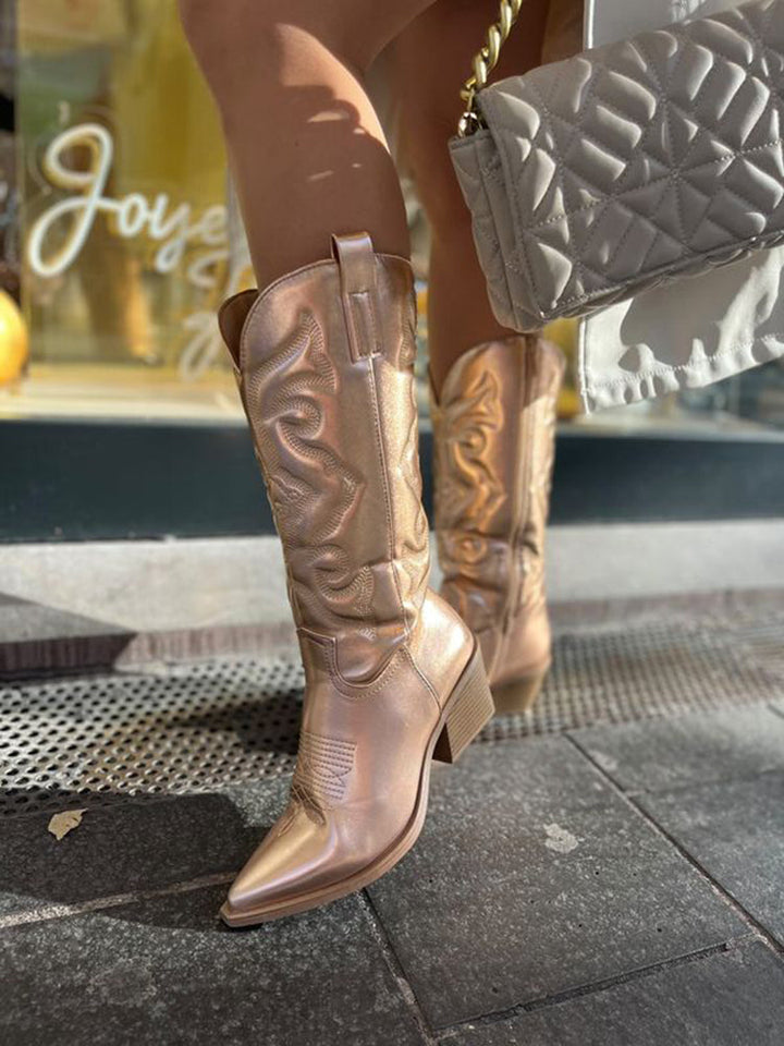 Gracie - Magnifiques bottes de cowboy métalliques pour un look glamour